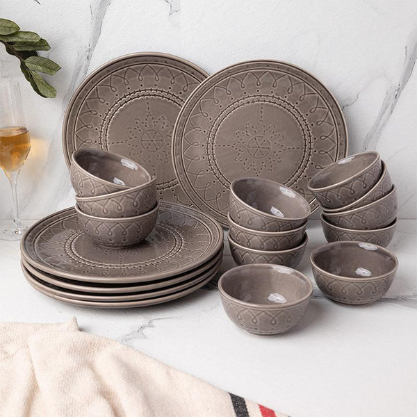 Ekta Dinnerware (Ash Grey) - Eighteen Piece Set - 1