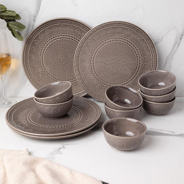 Ekta Dinner Set (Ash Grey) - Twelve Piece Set - 1