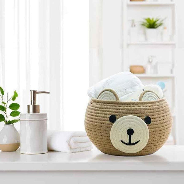 Happy Bear Multipurpose Basket- Beige - 1