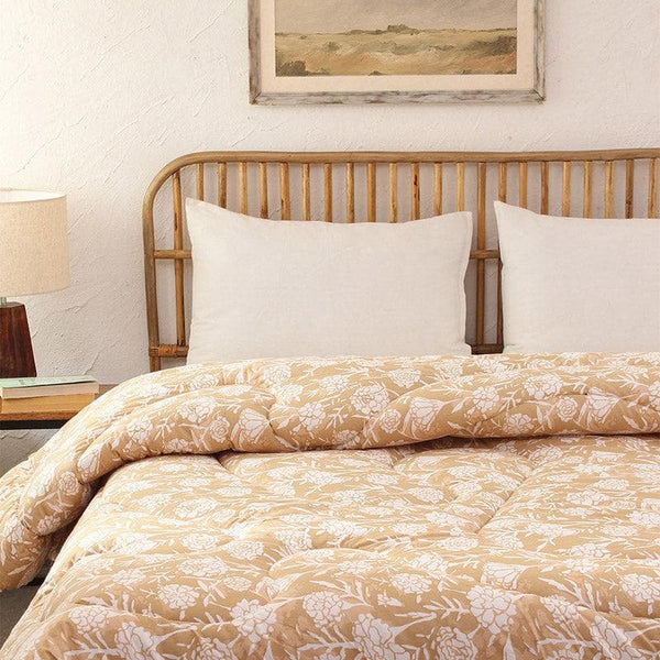 Buy Blossom Breeze Cotton Comforter (Beige) - 350 GSM Comforters & AC Quilts from Vaaree