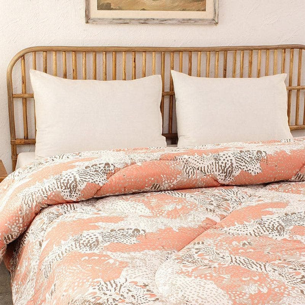 Buy Abstract Splatter Cotton Comforter (Peach) - 350 GSM Comforters & AC Quilts from Vaaree