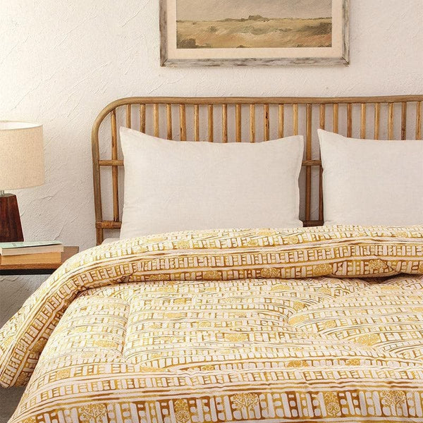 Buy Bricked Cotton Comforter (Yellow) - 350 GSM Comforters & AC Quilts from Vaaree