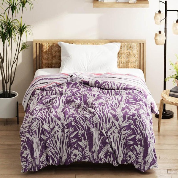 Buy Arjia Floral Reversible Microfiber Comforter (Purple) - 120 GSM Comforters & AC Quilts from Vaaree