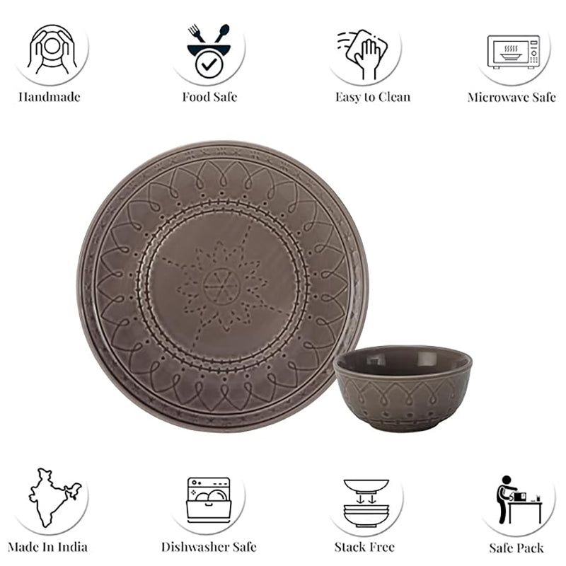 Ekta Dinnerware (Ash Grey) - Eighteen Piece Set - 9