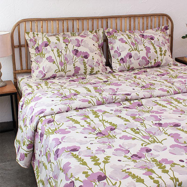 Buy Himalayan Poppies Cotton Dohar (Purple) - 150 GSM Comforters & AC Quilts from Vaaree