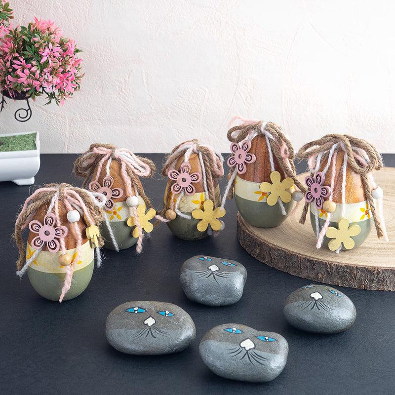 Buy Handpainted Easter Egg & Pebble Rock Showpiece - Nine Piece Set Garden Tools from Vaaree