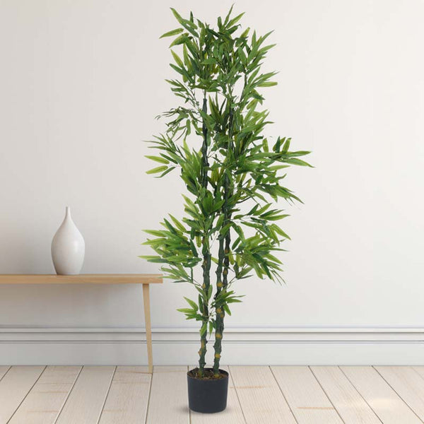 Buy Faux Lush Bamboo Plant With Pot -5 Feet Artificial Plants from Vaaree