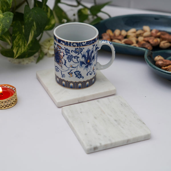 Buy Bruna Square Marble Coaster - Set Of Two Coasters from Vaaree