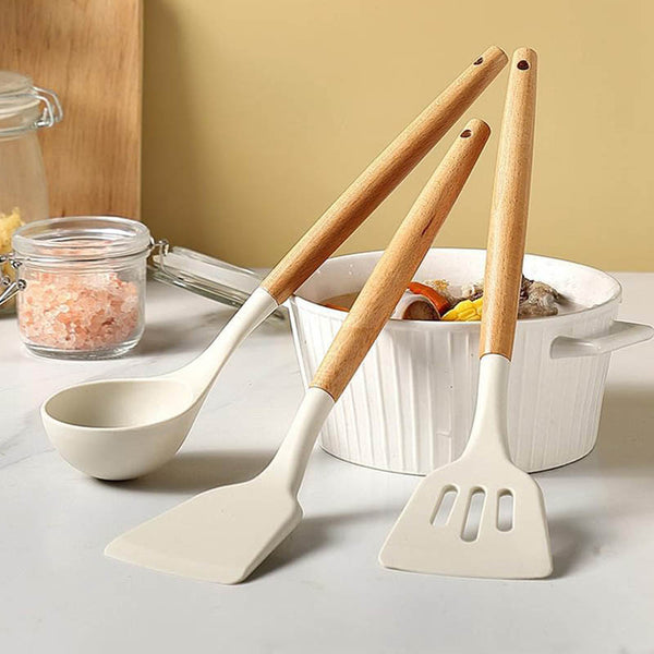 Buy Silicone Spatulas with Wooden Handle - Three Piece Set Kitchen Tools & Gadgets from Vaaree