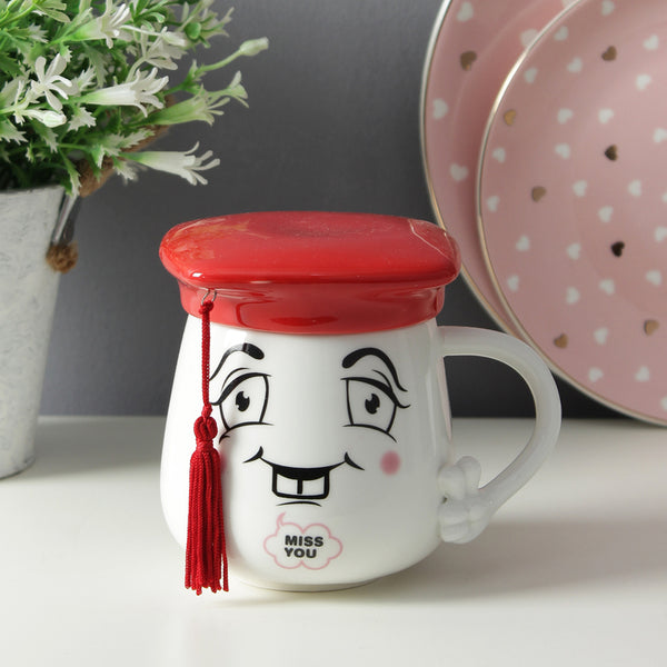 Buy Graduation Cap Mug With Lid (400 ML) - Red Mug & Tea Cup from Vaaree