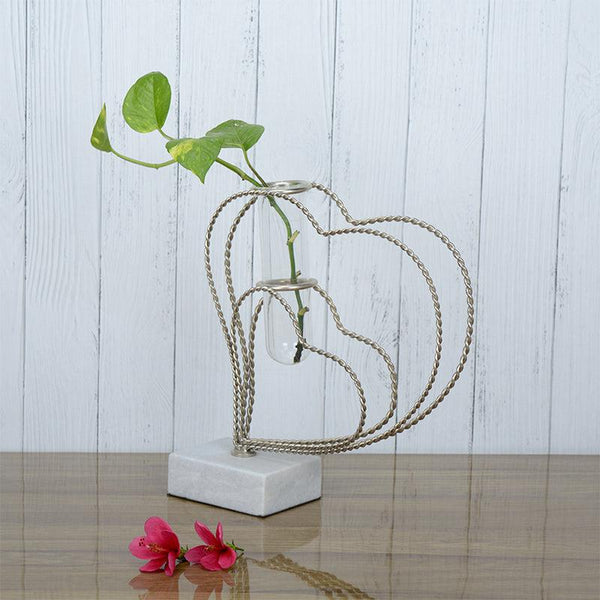 Buy Crossed Hearts Planter - Silver Vase from Vaaree