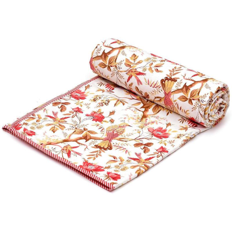 Buy Urmi Floral Reversible Cotton Dohar (White & Red) - 180 GSM Dohars from Vaaree