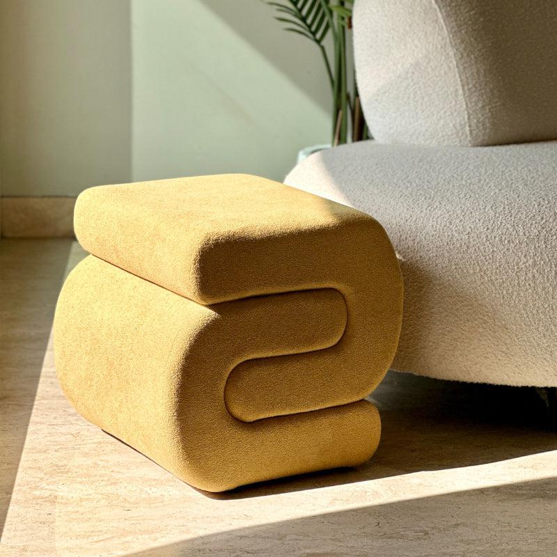 Buy Jigsaw Boucle Pouffe - Yellow Ottomans & Pouffe from Vaaree