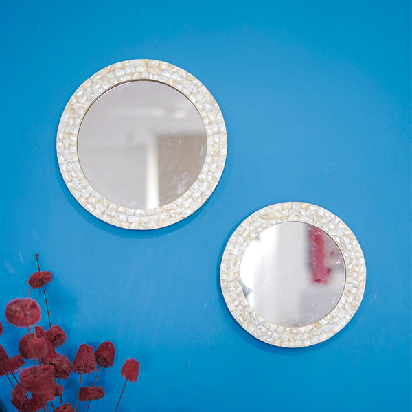 Buy HaemaMother Of Pearl Decorative Mirror - Set Of Two Wall Mirror from Vaaree