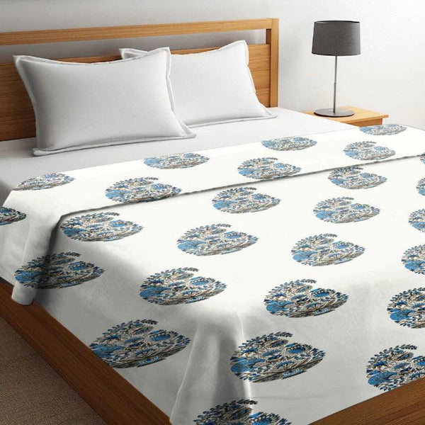 Buy Dishti Ethnic Reversible Cotton Dohar (White & Sky Blue) - 180 GSM Dohars from Vaaree