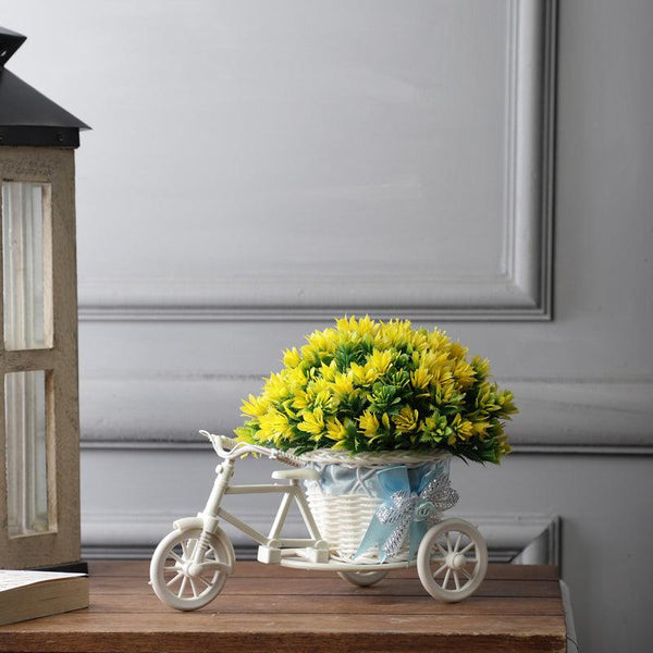 Buy Faux Yellow Leaf Plant On Mini Cycle Rikshaw Artificial Plants from Vaaree