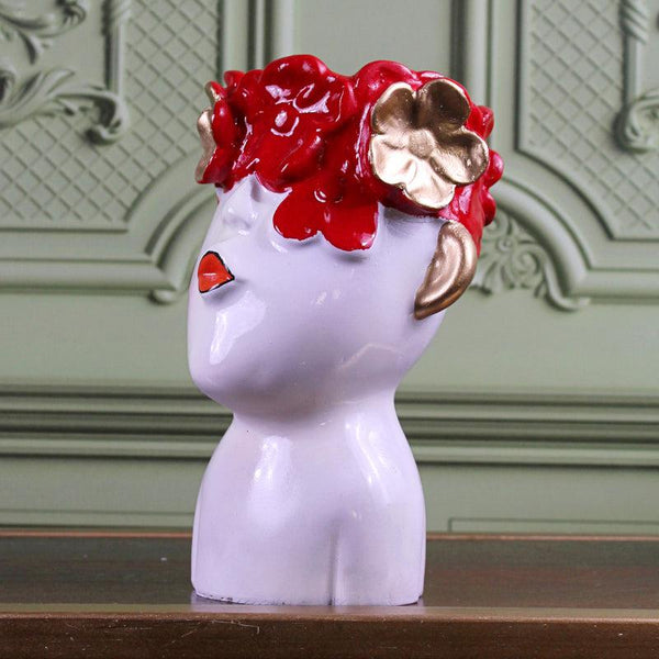 Buy Visage Spring Vase - White & Red Vase from Vaaree