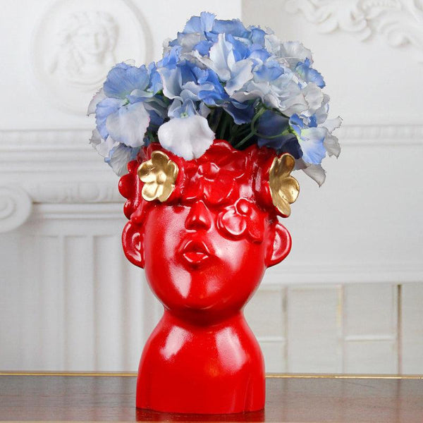 Buy Visage Spring Vase - Red & Gold Vase from Vaaree