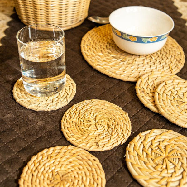 Buy Vrita Rattan Coaster - Set Of Six Hot Mat from Vaaree