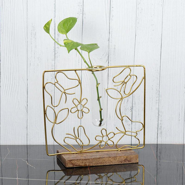 Buy Floro Bask Test Tube Planter - Golden Vase from Vaaree