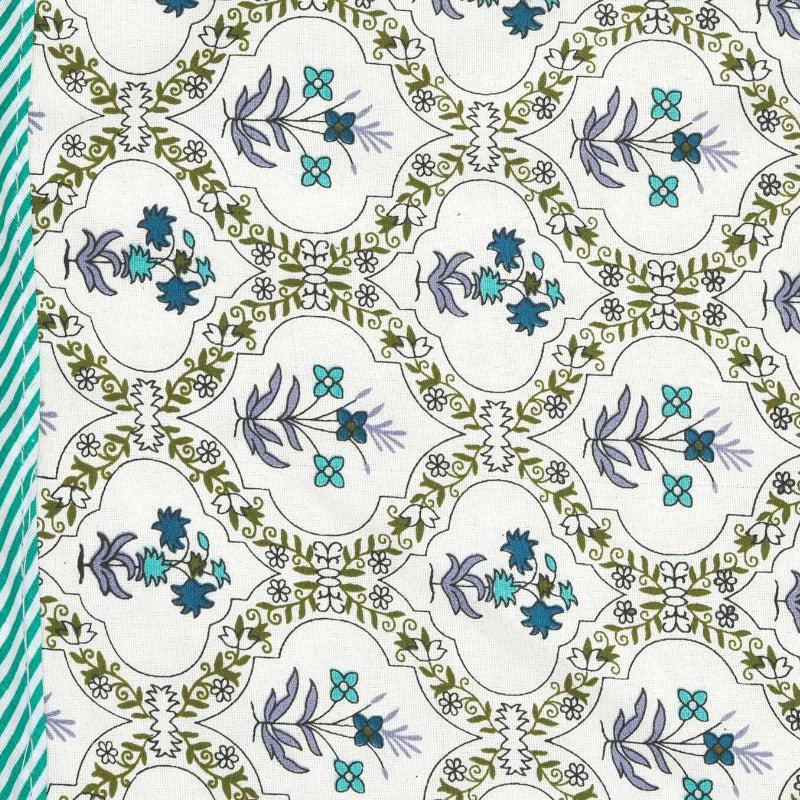 Buy Ishana Ethnic Reversible Cotton Dohar (Teal & Ivory) - 180 GSM Dohars from Vaaree