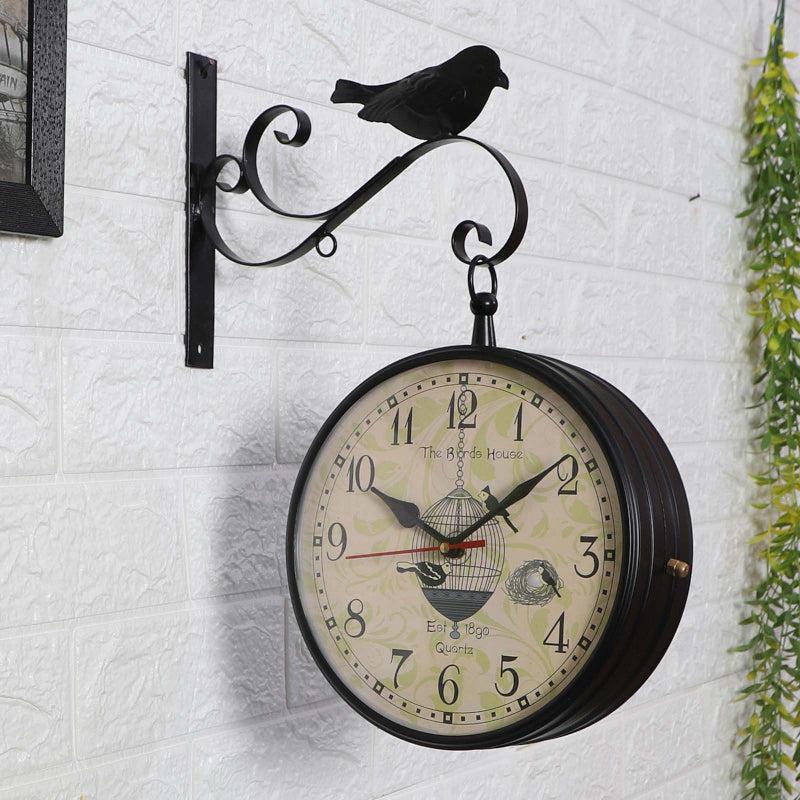 Buy Bird Perch Double Sided Station Clock Wall Clock from Vaaree