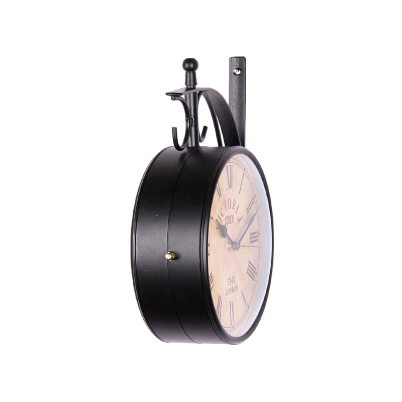 Buy Forma Double Sided Roman Numeral Station Clock - Black & Beige Wall Clock from Vaaree