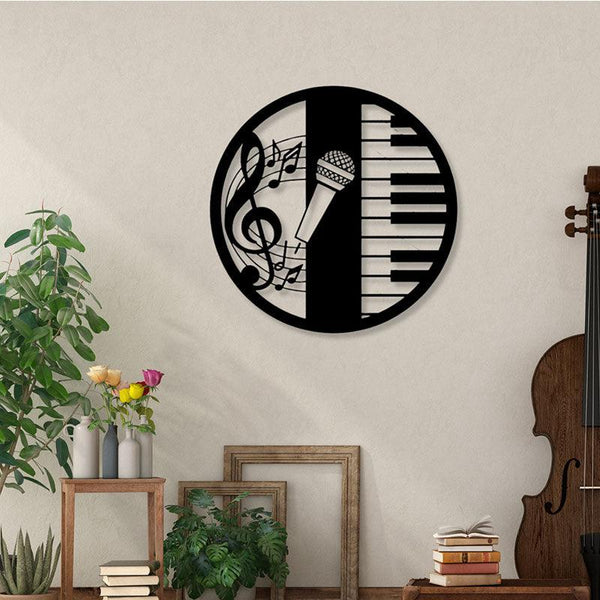 Buy Piano And Mic Black Wall Art Wall Accents from Vaaree