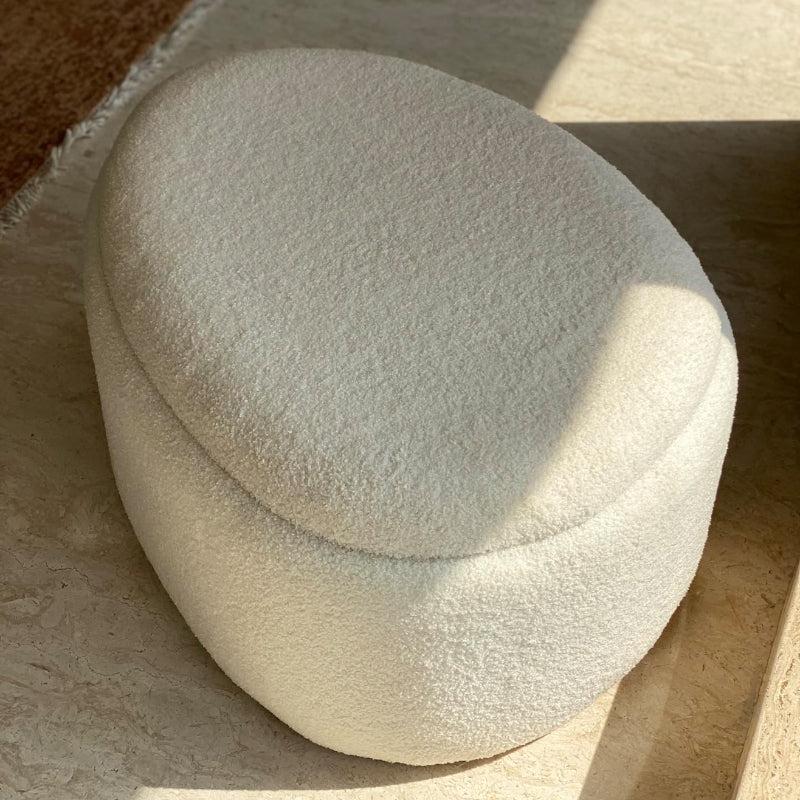 Buy Pebble Snuggle Boucle Pouffe With Storage - White Ottomans & Pouffe from Vaaree