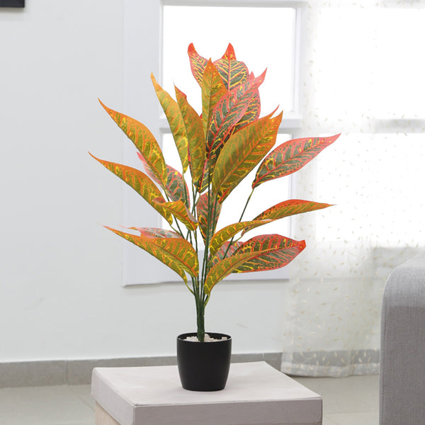 Buy Faux Gyspy Fire Croton Plant - 2.2 Feet Artificial Plants from Vaaree