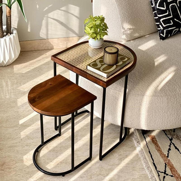 Buy Eduna Rattan Accent Table - Set Of Two Side & Bedside Tables from Vaaree