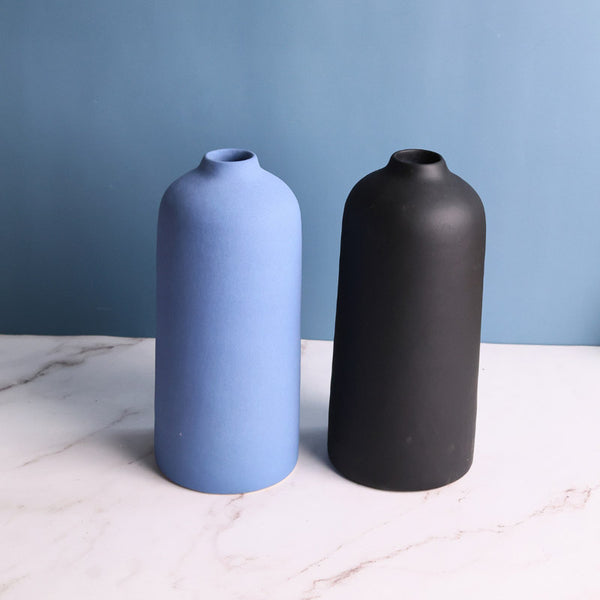 Buy Netta Ceramic Vase ( Blue & Black) - Set Of Two Vase from Vaaree