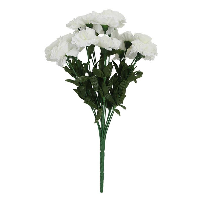 Buy Faux Carnation Bunch (White) - Set Of Two Artificial Flowers from Vaaree