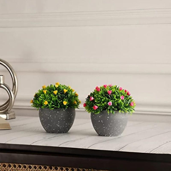 Buy Abel Faux Plant In Endor Pot (12 cms) - Set Of Two Artificial Plants from Vaaree