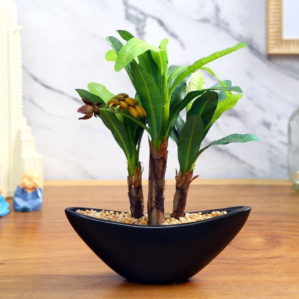 Buy Faux Banana Bonsai In Bowl Pot - 28 cms Artificial Plants from Vaaree