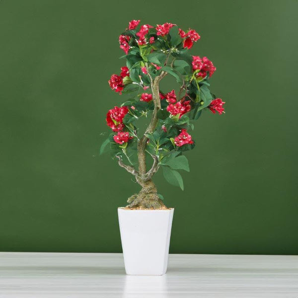 Buy Tall Faux Bougainvillea Bonsai (59 cms) - Red Artificial Plants from Vaaree