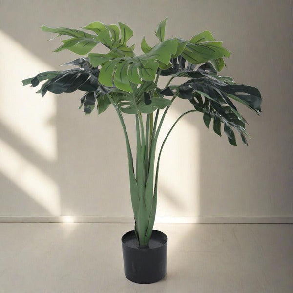 Buy Faux Green Monstera Swiss Cheese Plant With Pot - 2.95 ft Artificial Plants from Vaaree