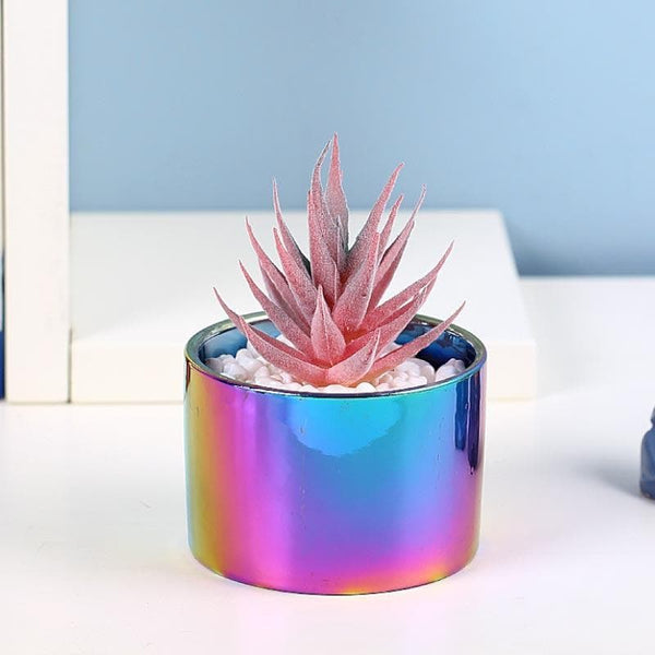 Buy Faux Succulent In Ombre Pot - 11 cms Artificial Plants from Vaaree