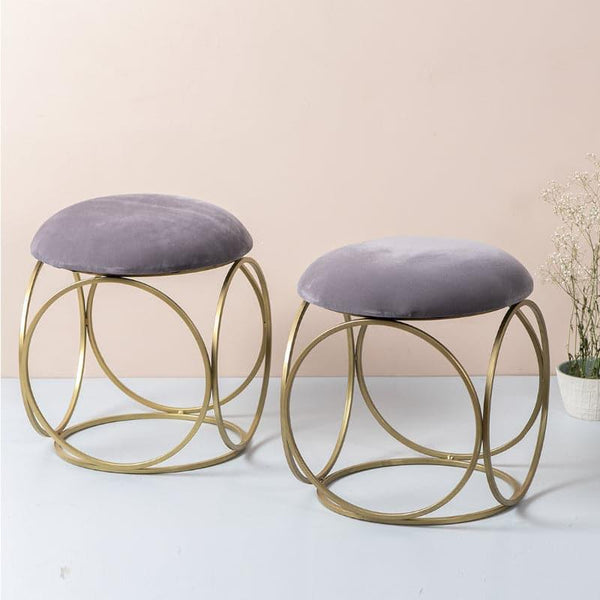 Buy Adina Velvet Stool (Grey) - Set Of Two Benches & Stools from Vaaree