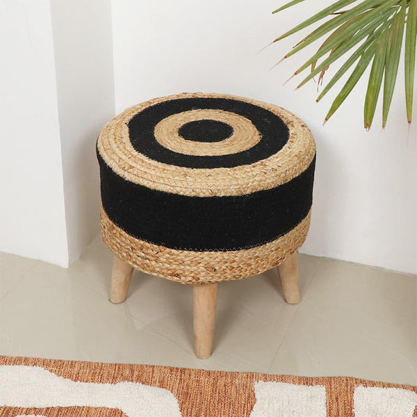 Buy Fermi Juco Stool - Black & Beige Benches & Stools from Vaaree