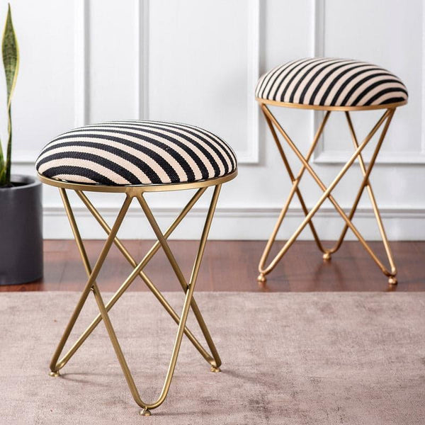 Buy Jada Velvet Stool (Black & White) - Set Of Two Benches & Stools from Vaaree