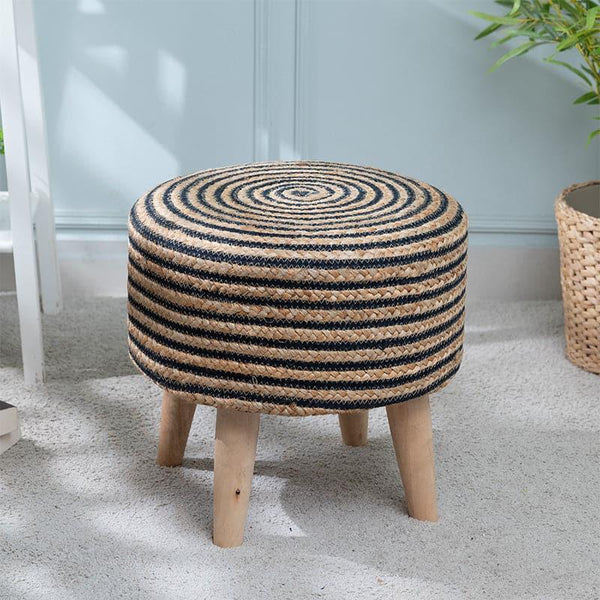 Buy Junis Striped Juco Stool - Black Benches & Stools from Vaaree