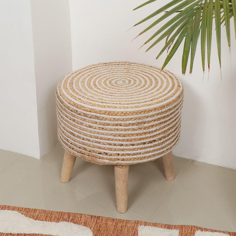 Buy Mario Striped Juco Stool - White Benches & Stools from Vaaree