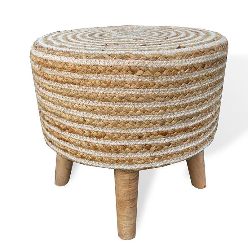 Buy Mario Striped Juco Stool - White Benches & Stools from Vaaree