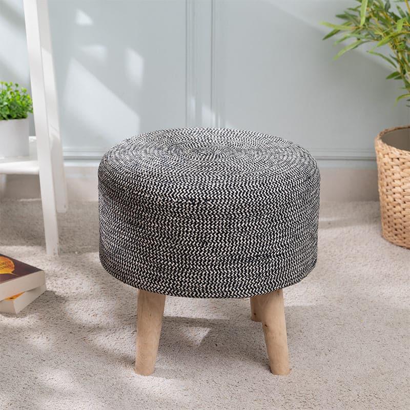 Buy Miya Cotton Stool - Black Benches & Stools from Vaaree