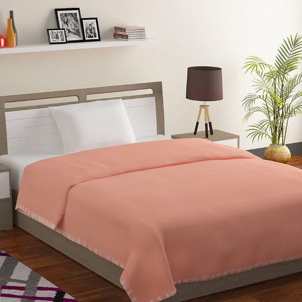 Buy Nerada Solid Micro Fiber Blanket (Peach) - 290 GSM Blankets from Vaaree