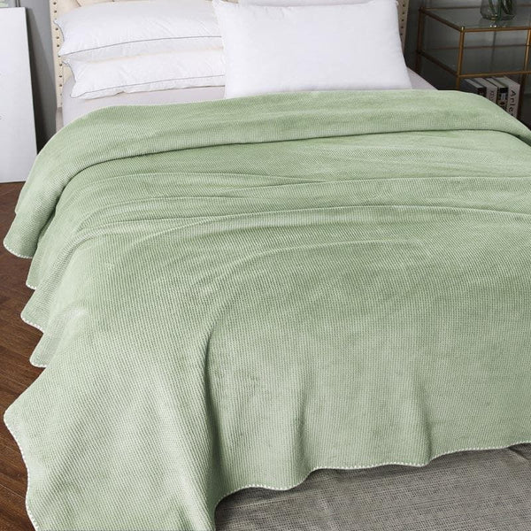 Buy Idyllic Snigu Sage Green Polyester Blanket Blankets from Vaaree