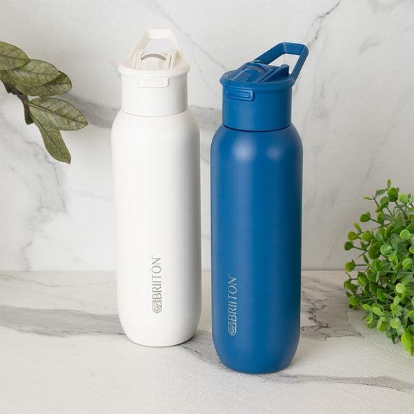 Buy Sleek Sip 630 ML Hot & Cold Thermos Water Bottle (White & Blue) - Set Of Two Bottle from Vaaree