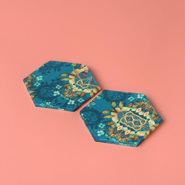 Buy Alara Hexa Canvas Coaster - Set Of Two Coasters from Vaaree