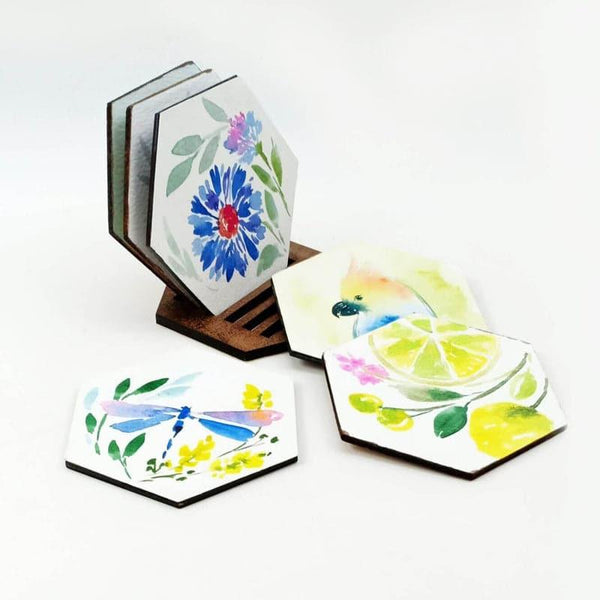 Buy Fantasia Nature Handpainted Coaster - Set Of Six Coasters from Vaaree